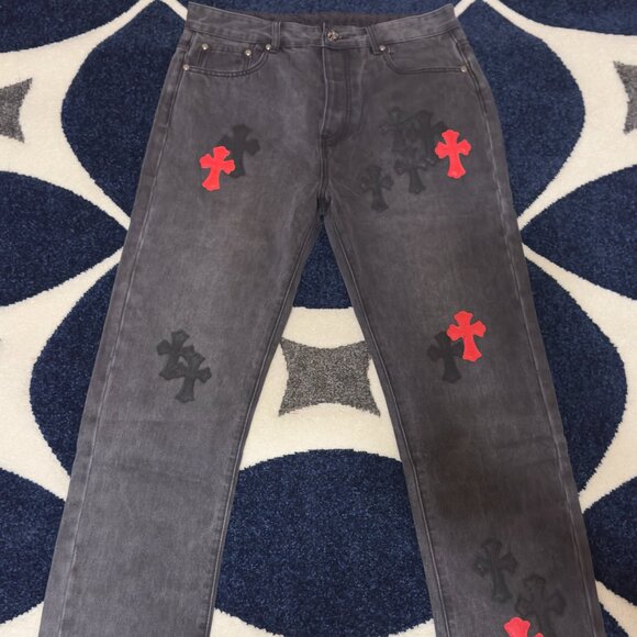 Chrome Hearts Black Levis Jeans With Red and Black Patches Size 34 - Picture 1 of 4